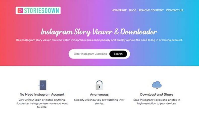 view stories anonymously using Storiesdown