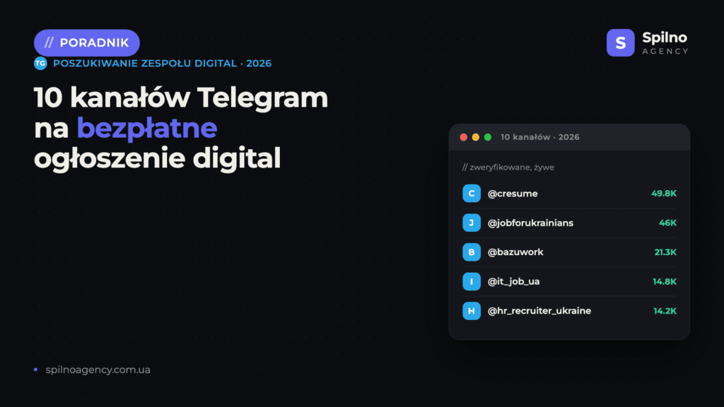 10 kanałów Telegram do bezpłatnego ogłoszenia wakatu digital · Spilno Agency