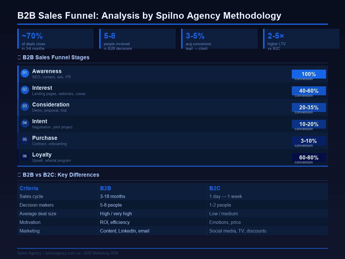 B2B Sales Funnel — Spilno Agency infographic