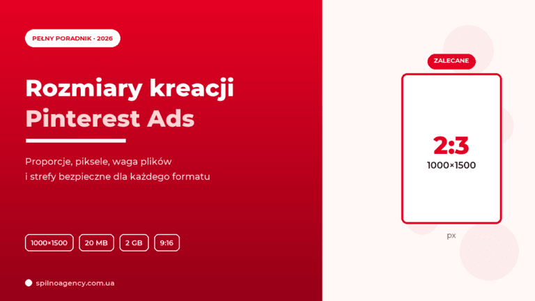 Rozmiary kreacji Pinterest Ads 2026 — okładka pełnego przewodnika z proporcjami