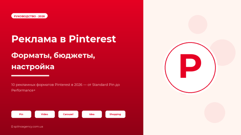 Реклама в Pinterest 2026 — обложка руководства с форматами и бюджетами