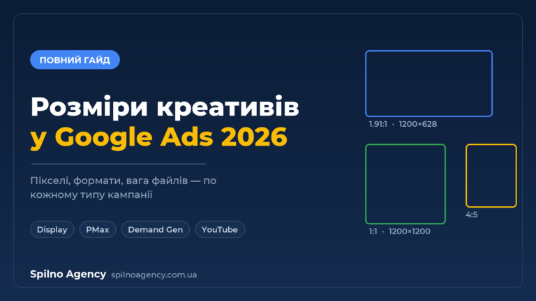 Розміри креативів Google Ads 2026 — обкладинка Spilno Agency