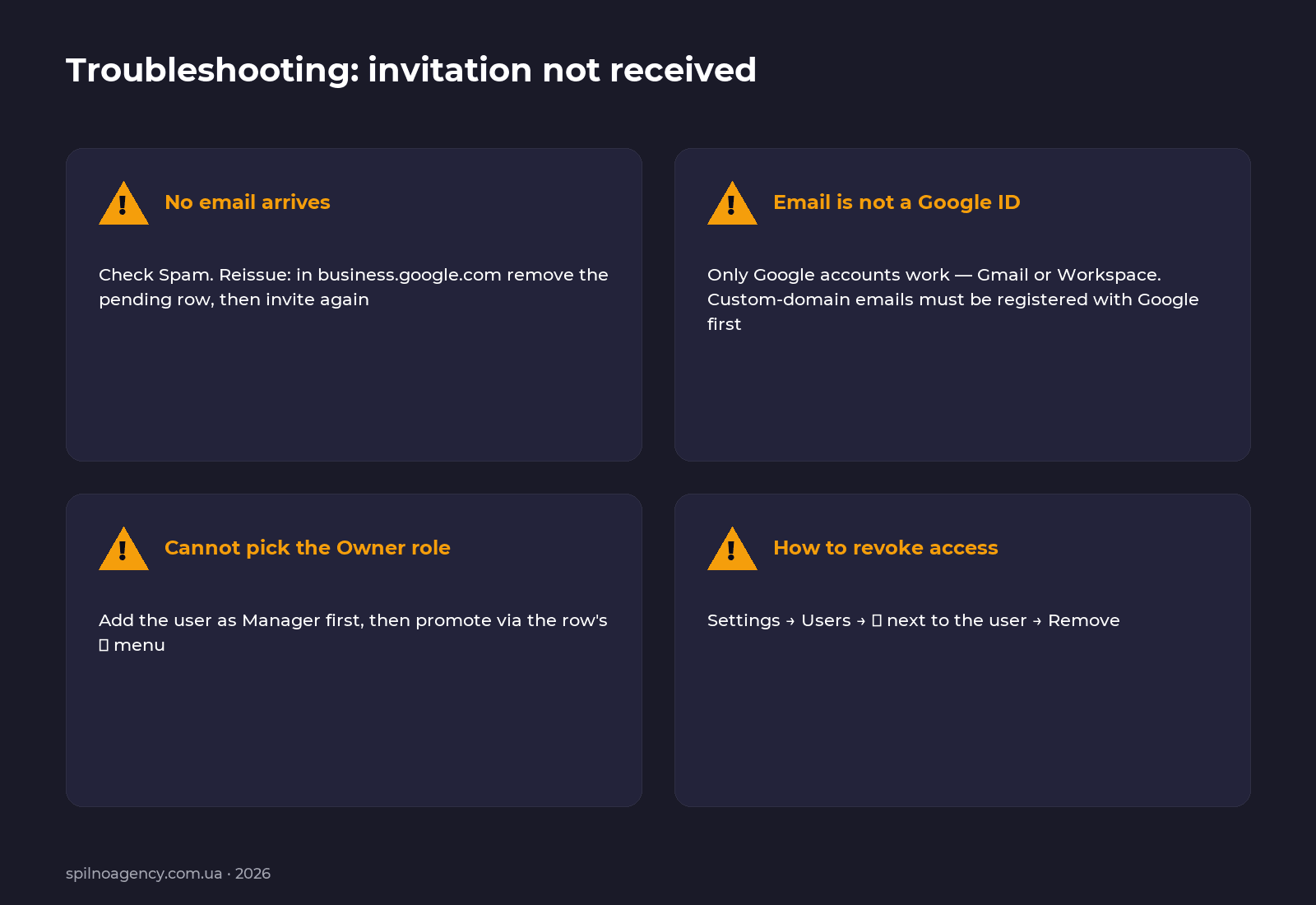 Troubleshooting: Google Business Profile invitation not received