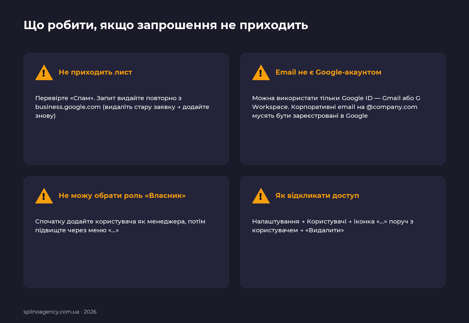 Troubleshooting: запрошення Google Business Profile не приходить