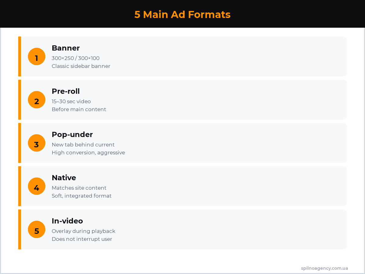 5 Main Pornhub Ad Formats — infographic