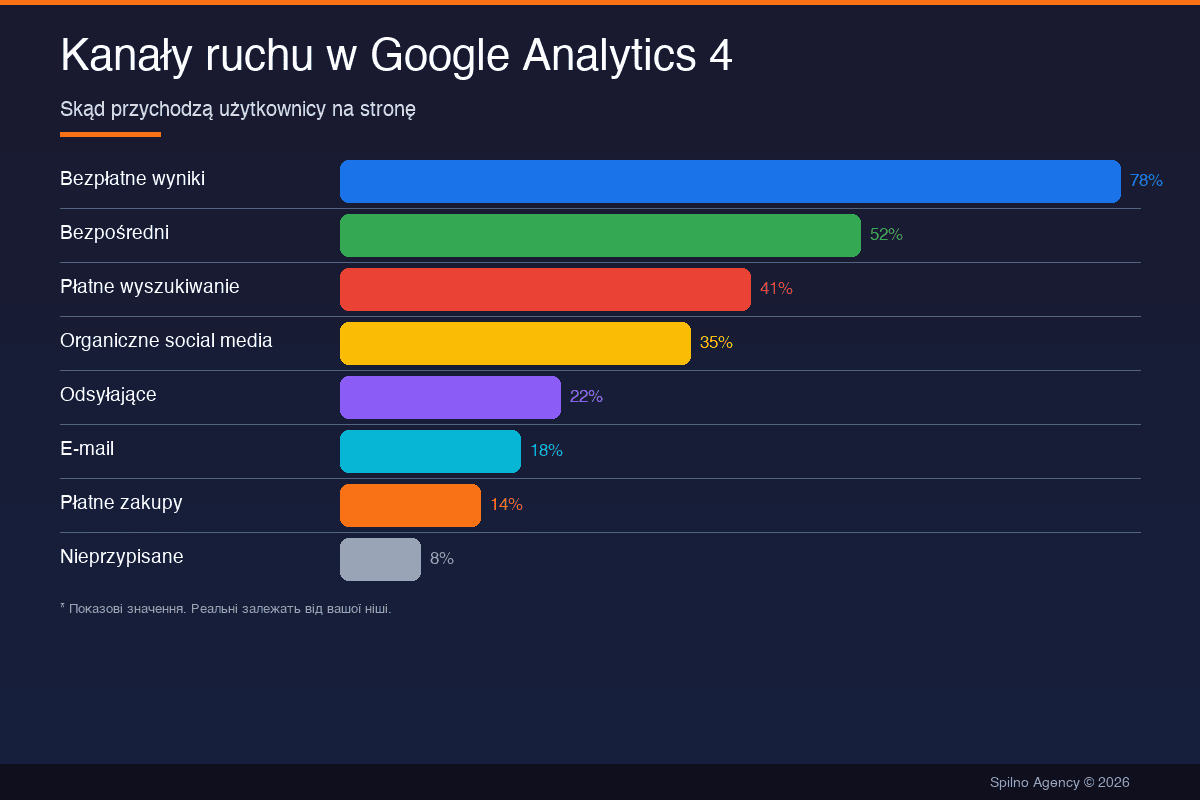 Kanały ruchu w Google Analytics 4 — pełna lista