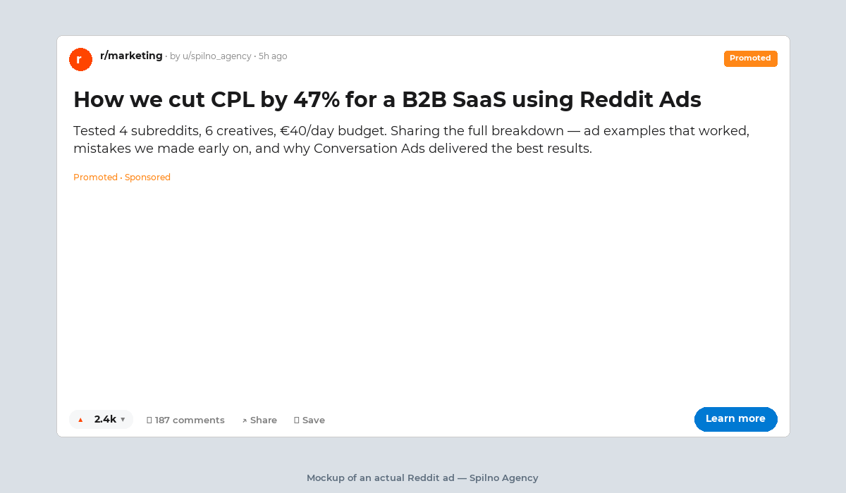 Reddit Promoted Post in-feed mockup
