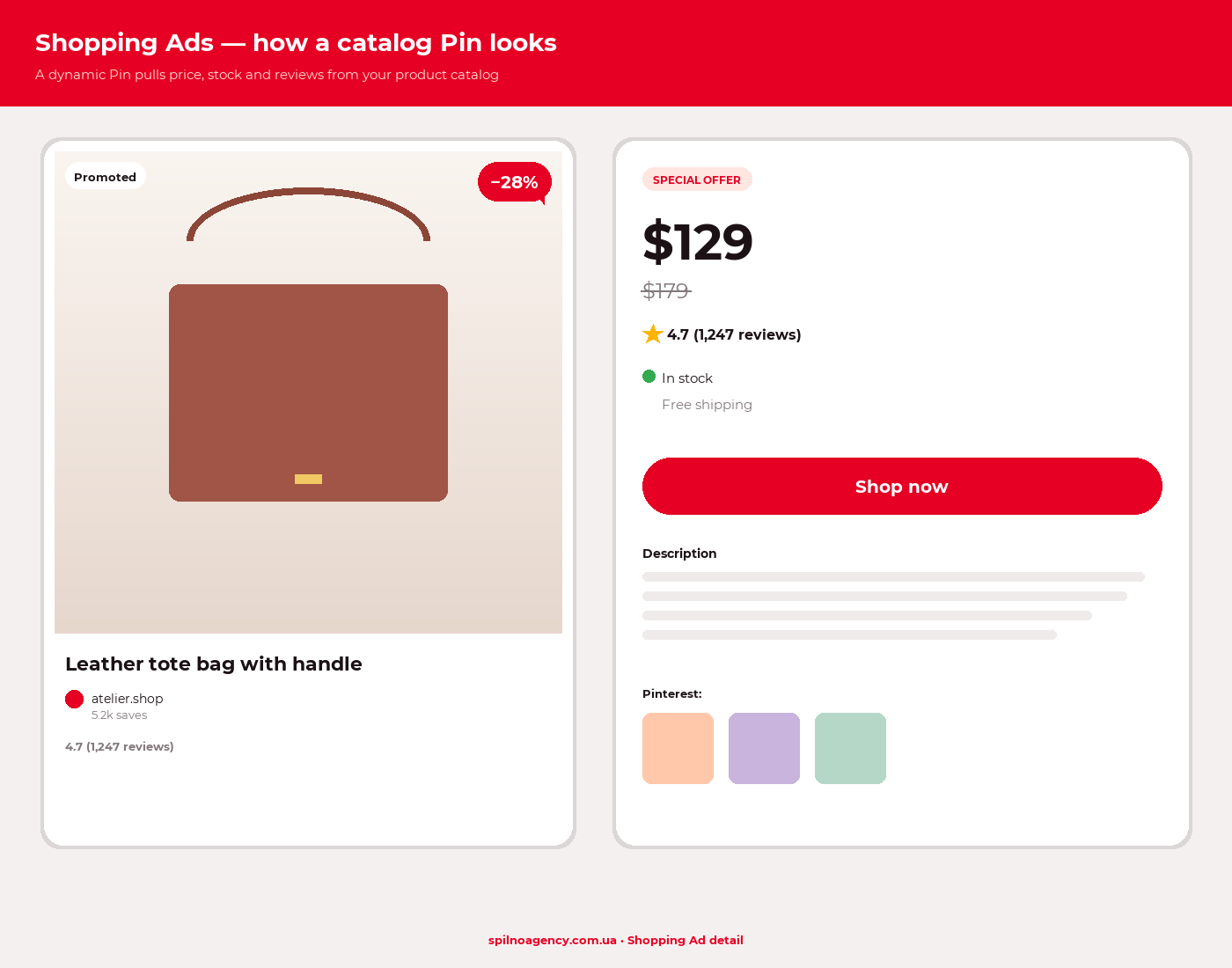 Shopping Ad — catalog Pin detail view
