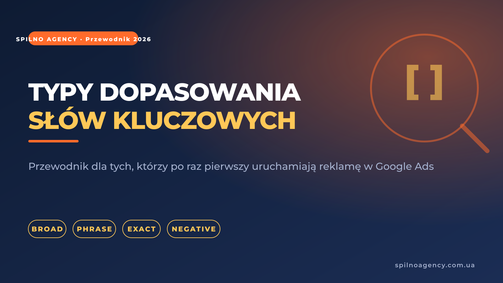 Typy dopasowania słów kluczowych w Google Ads — przewodnik 2026