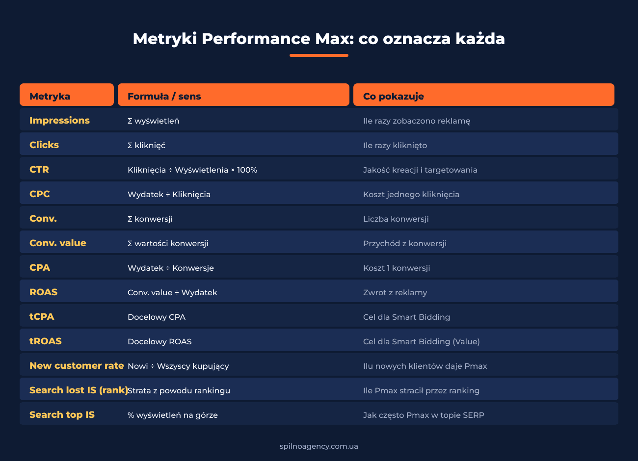 Metryki Performance Max: formuły i znaczenie