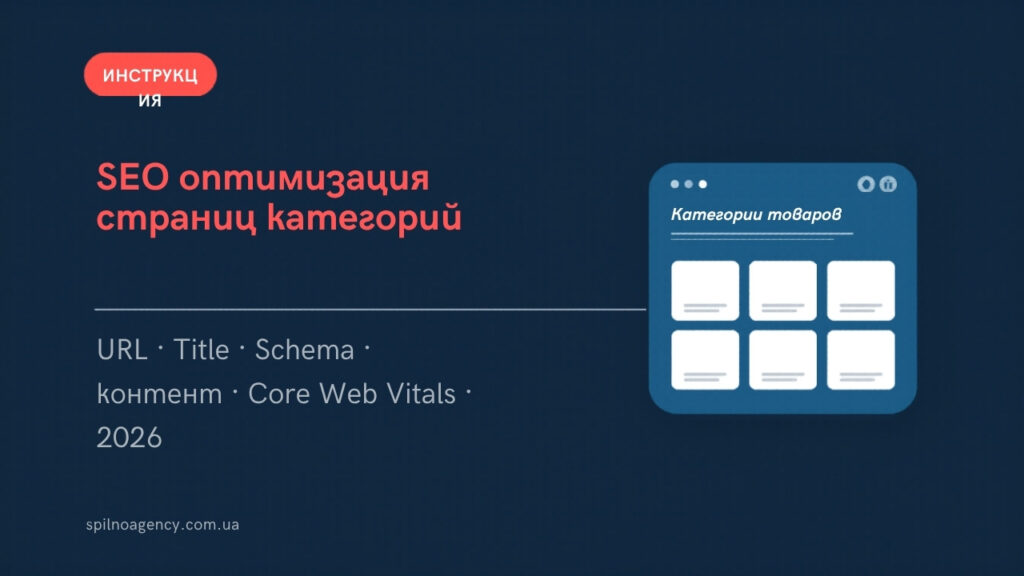 SEO оптимизация страниц категорий интернет-магазина — обложка · Spilno Agency
