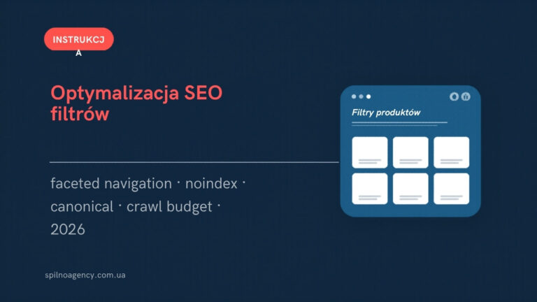 Optymalizacja SEO filtrów w sklepie internetowym — okładka · Spilno Agency