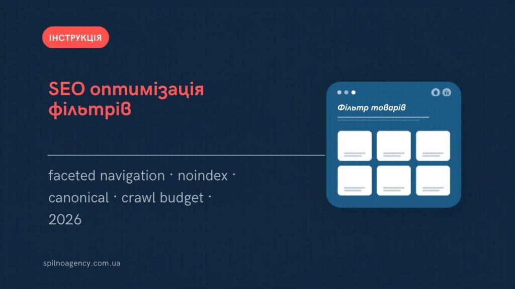 SEO оптимізація фільтрів в інтернет-магазині — обкладинка · Spilno Agency