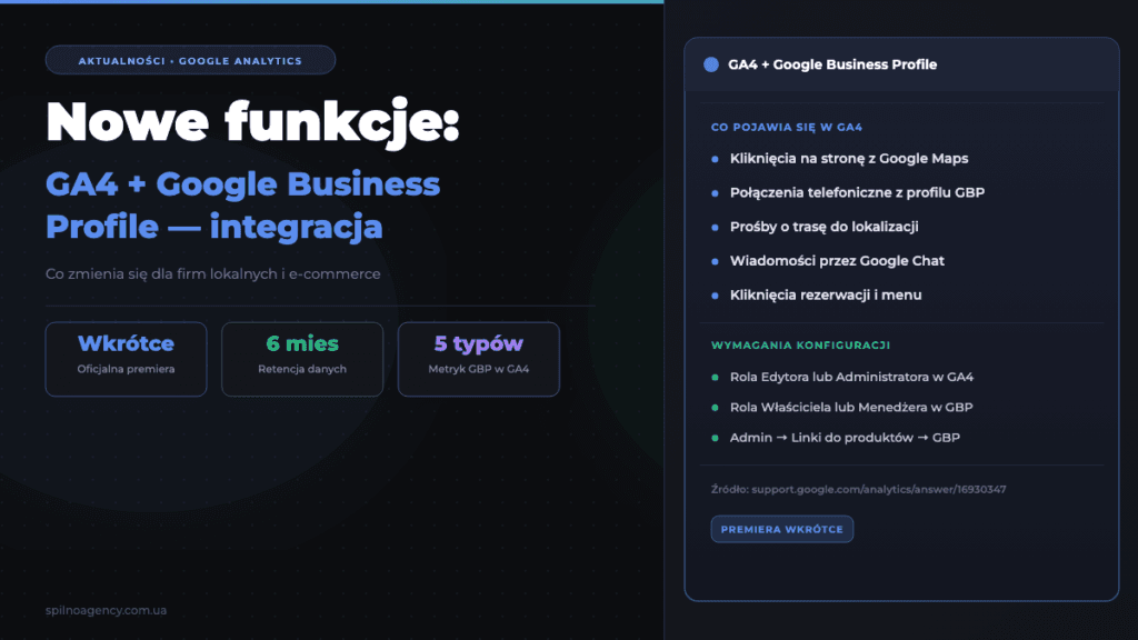 Nowe funkcje: Integracja GA4 z Google Business Profile