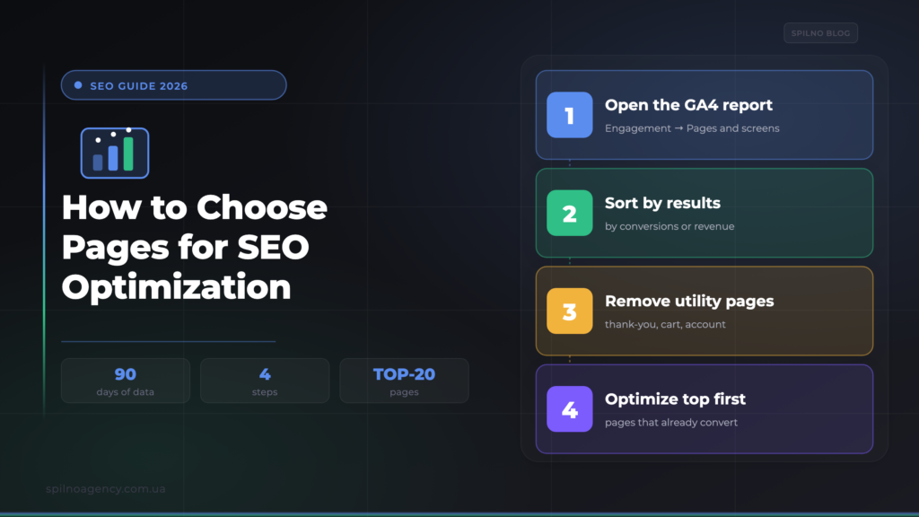 How to choose pages for SEO optimization — Spilno Agency cover