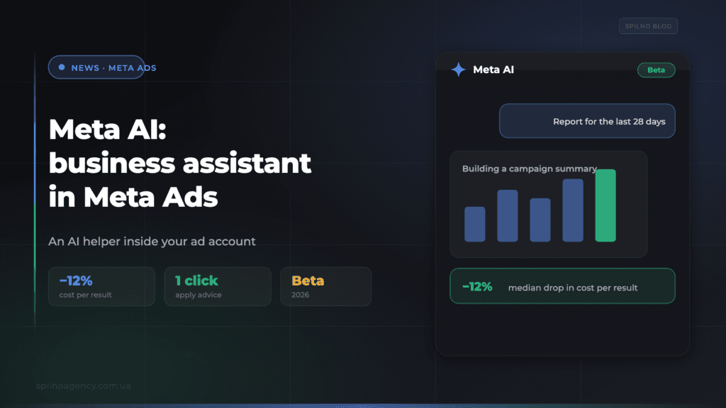 Meta AI business assistant in Meta Ads — Spilno Agency article cover