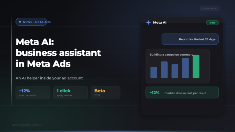 Meta AI business assistant in Meta Ads — Spilno Agency article cover