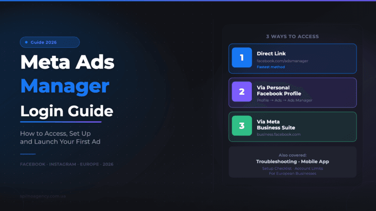Meta Ads Manager login guide — Spilno Agency 2026 cover