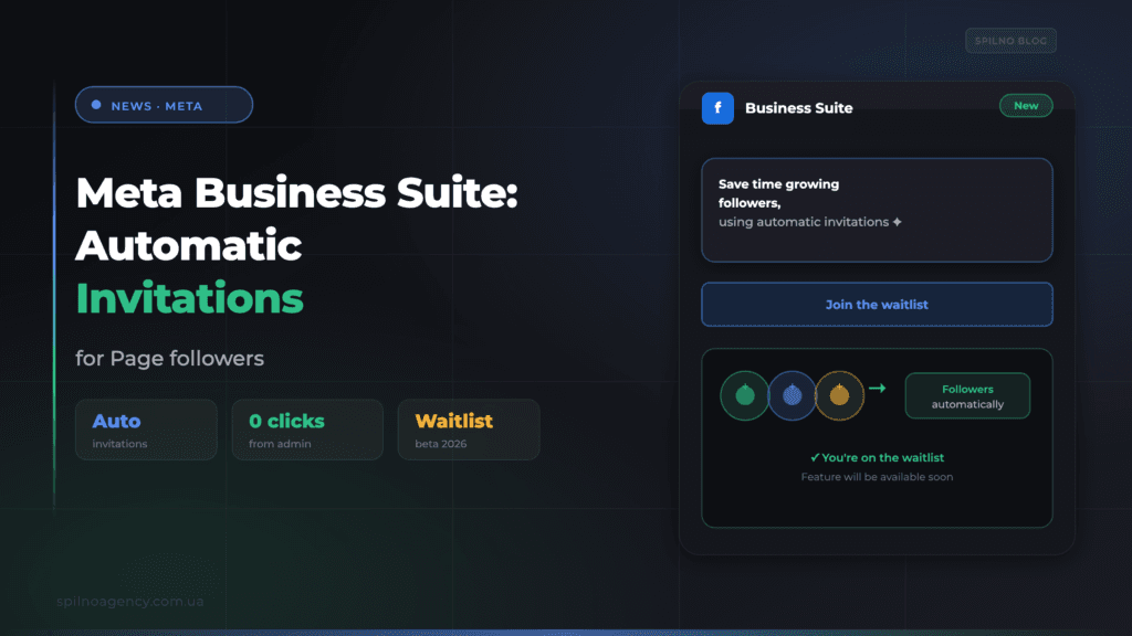 Meta Business Suite: new automatic page follower invitations feature — Spilno Agency article cover