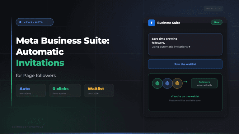 Meta Business Suite: new automatic page follower invitations feature — Spilno Agency article cover