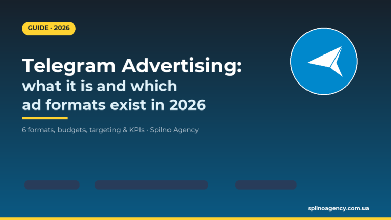 Telegram advertising 2026: 6 ad formats — Spilno Agency cover