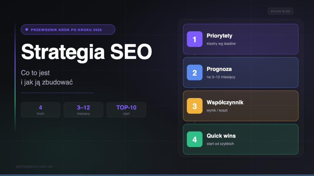 Strategia SEO: co to jest i jak ją zbudować — okładka Spilno Agency