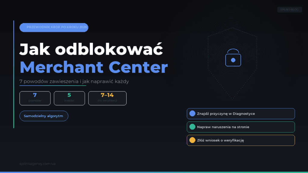 Jak odblokować Google Merchant Center — okładka Spilno Agency