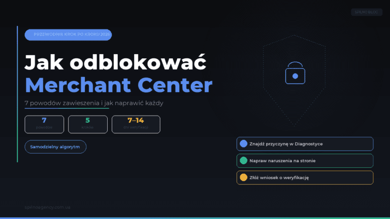 Jak odblokować Google Merchant Center — okładka Spilno Agency