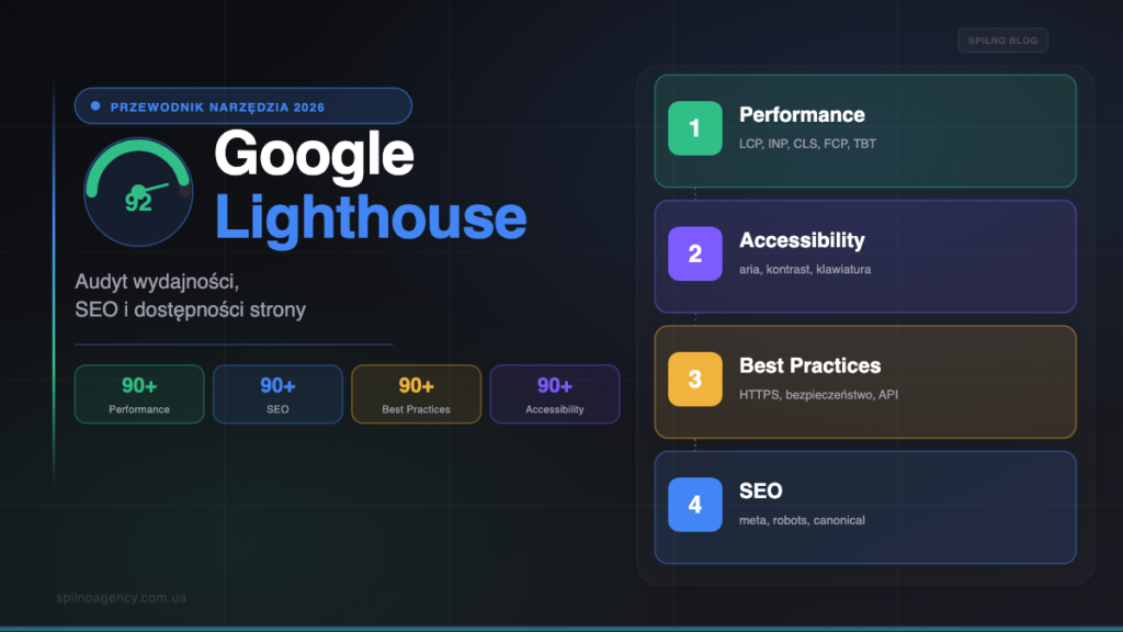 Google Lighthouse: co to jest i jak pracować w 2026 roku — okładka Spilno Agency
