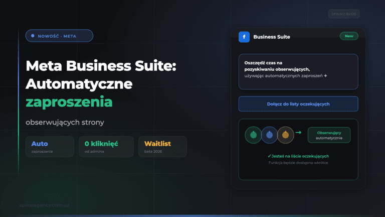 Meta Business Suite: nowa funkcja automatycznych zaproszeń obserwujących — okładka artykułu Spilno Agency