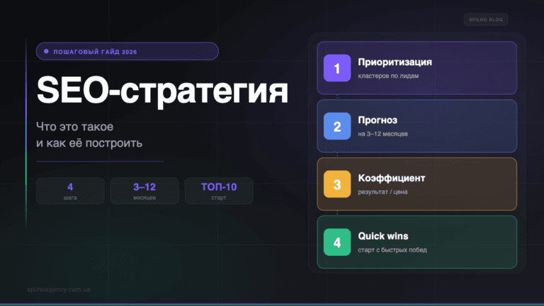 SEO-стратегия: что это такое и как её построить — обложка Spilno Agency