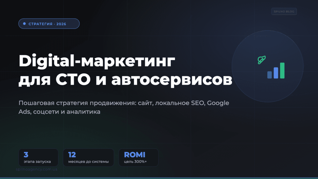 Стратегия цифрового маркетинга для СТО и автосервисов — обложка Spilno Agency