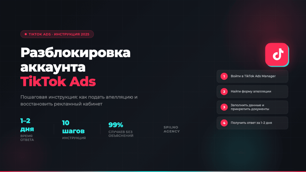 Разблокировка аккаунта TikTok Ads — обложка