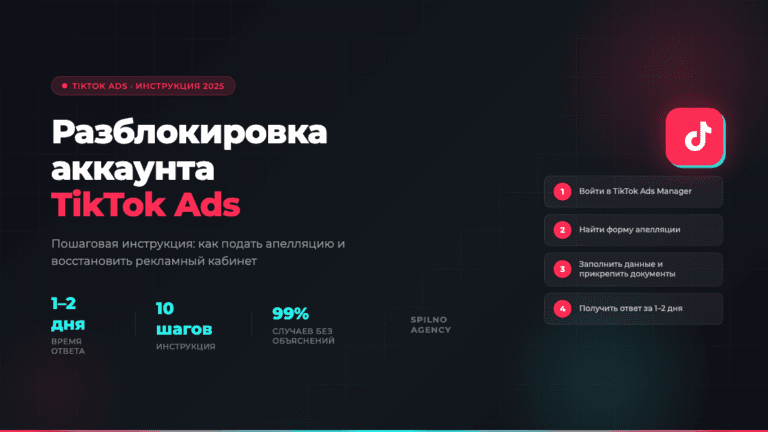 Разблокировка аккаунта TikTok Ads — обложка