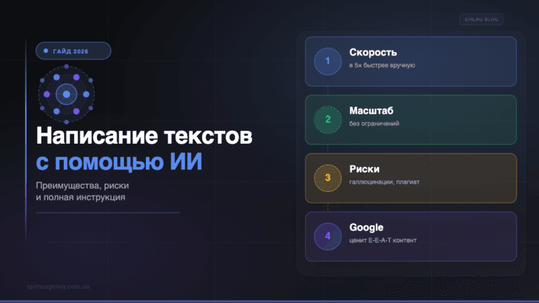 Написание текстов с ИИ: преимущества, риски и полный гайд — обложка Spilno Agency