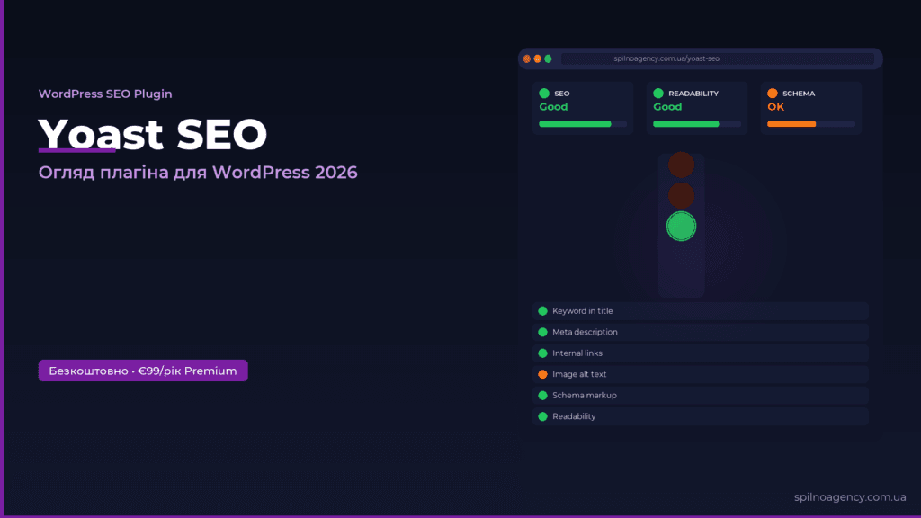 Yoast SEO плагін для WordPress — огляд функцій 2026