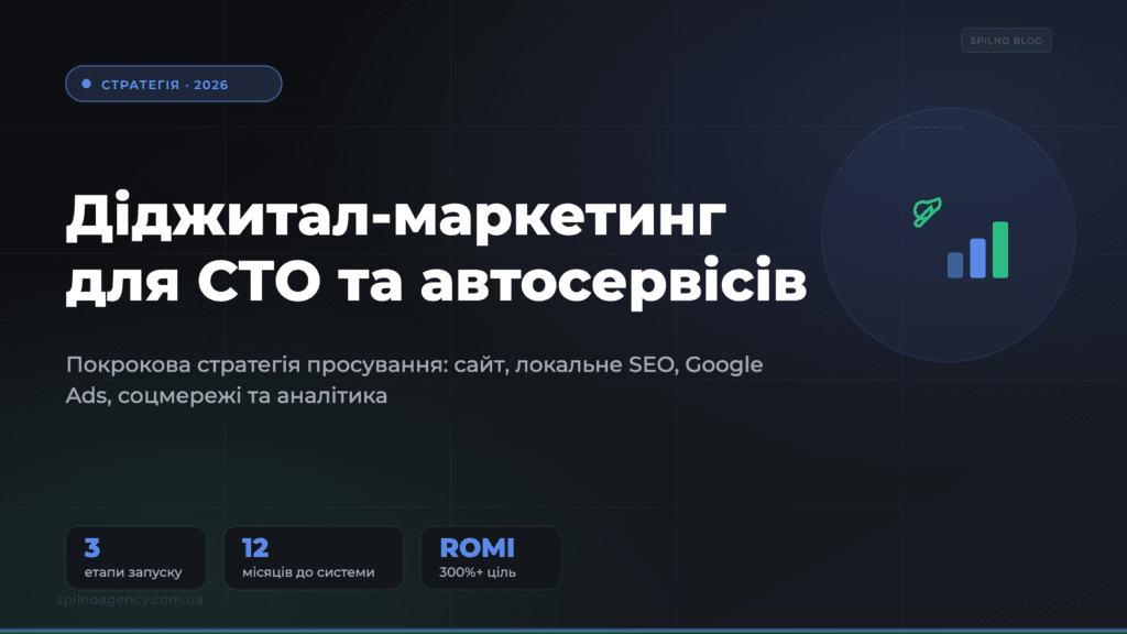 Стратегія діджитал-маркетингу для СТО та автосервісів — обкладинка Spilno Agency