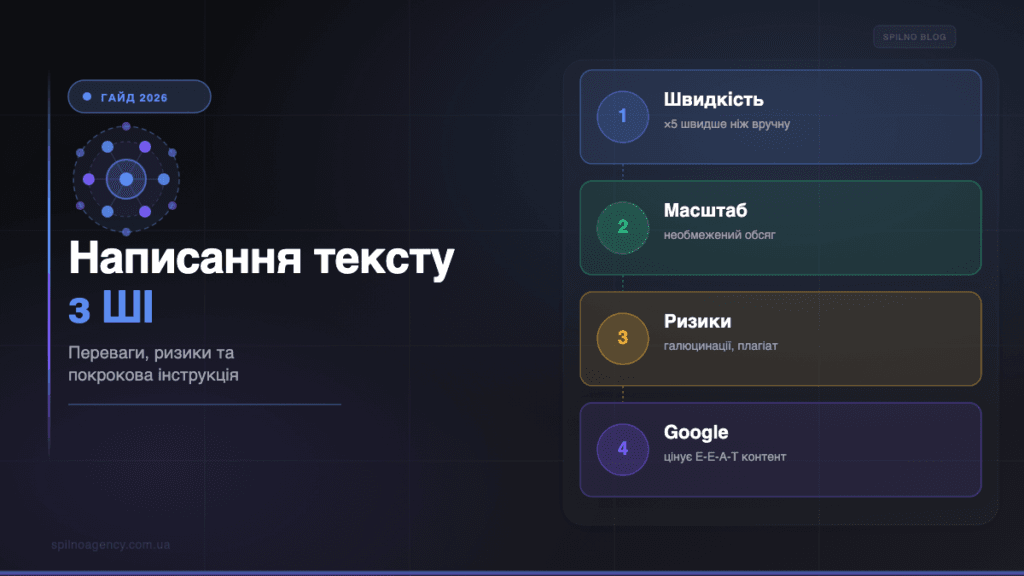 Написання тексту за допомогою штучного інтелекту — обкладинка гайду Spilno Agency