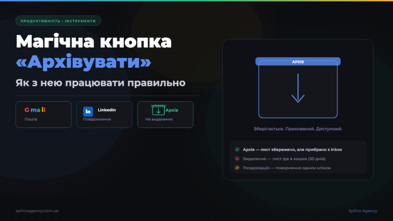 Кнопка «Архівувати» в Gmail і LinkedIn — як користуватись правильно