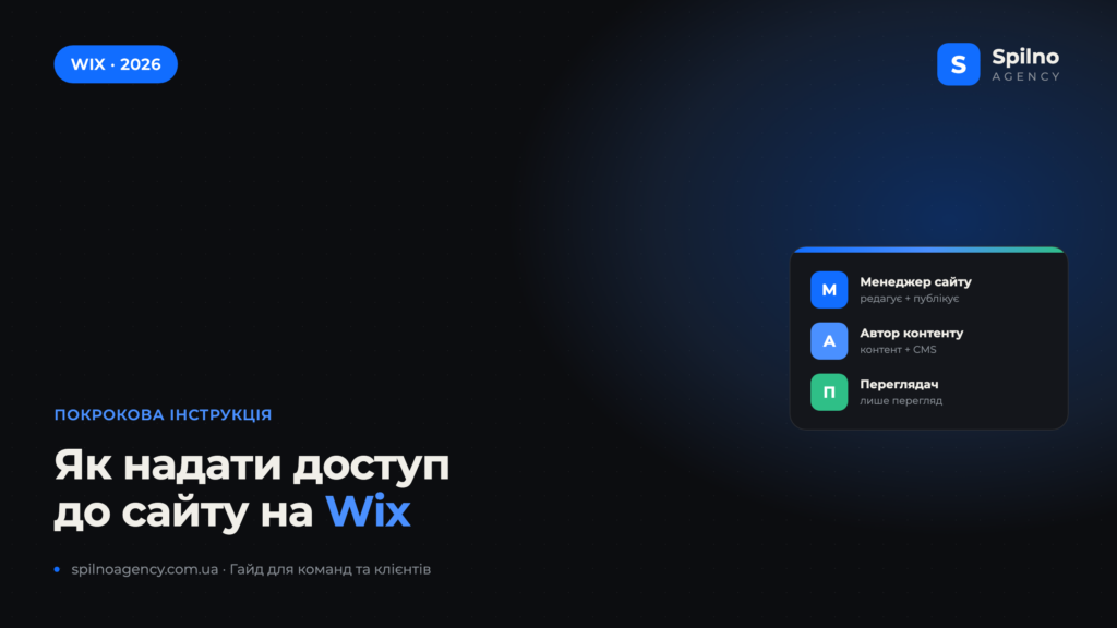 Як надати доступ до сайту на Wix — інструкція Spilno Agency