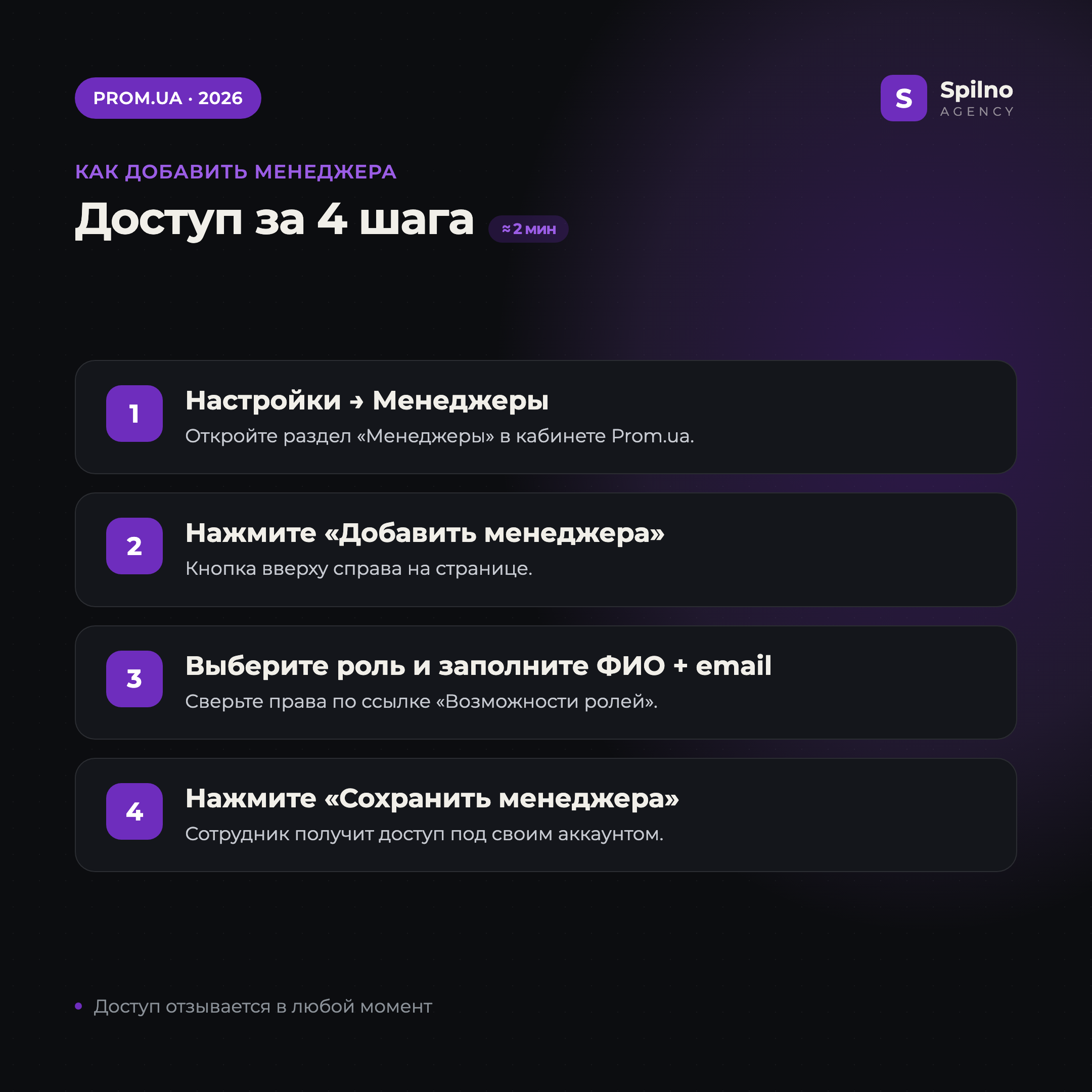 Как добавить менеджера на Prom.ua за 4 шага