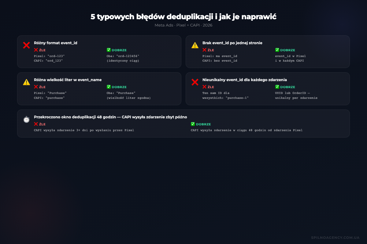 5 typowych błędów deduplikacji Meta Ads i jak je naprawić