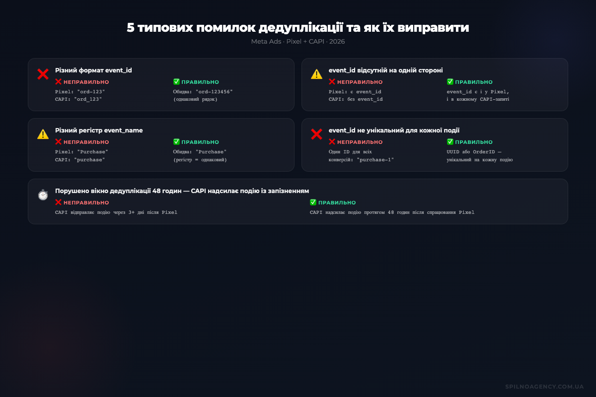 5 типових помилок дедуплікації Meta Ads та як їх виправити