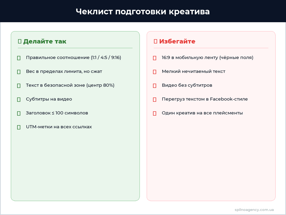 Чеклист подготовки креативов Reddit Ads — инфографика