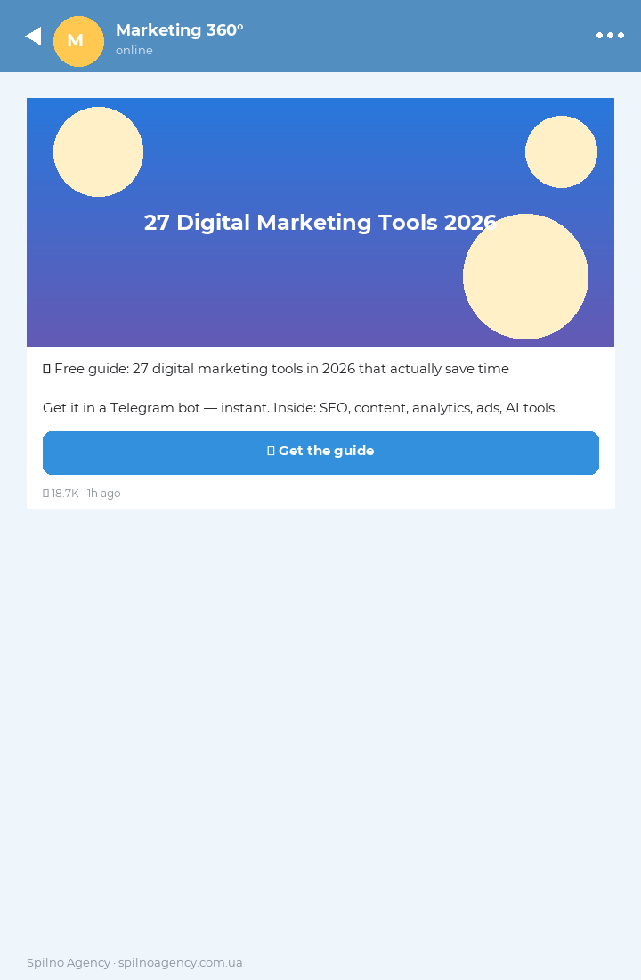 Mockup of a paid post inside a Telegram channel — image, text and CTA button