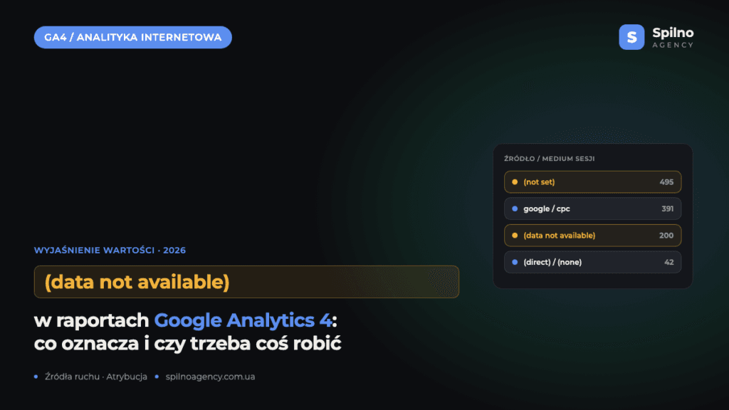 (data not available) w Google Analytics 4: co oznacza ta wartość w 2026 roku