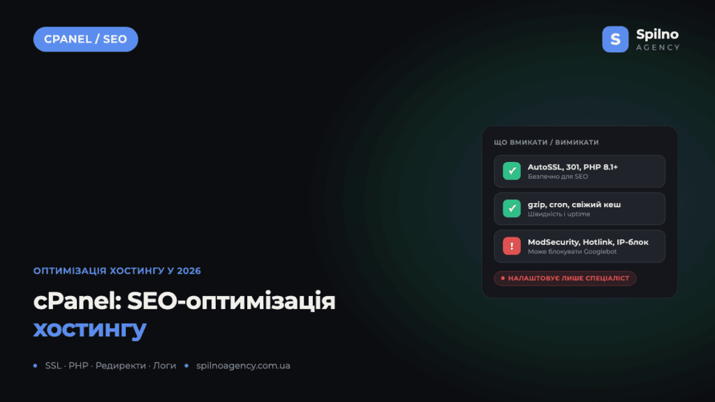 SEO-оптимізація хостингу через cPanel: що вмикати і вимикати у 2026 році