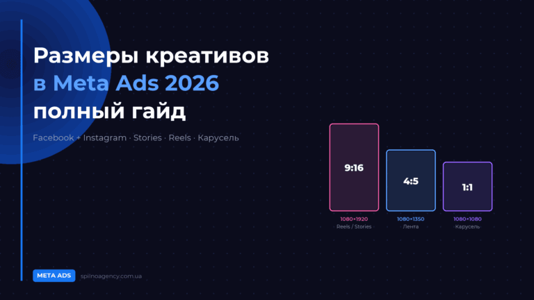 Размеры креативов Meta Ads 2026 — обложка Spilno Agency