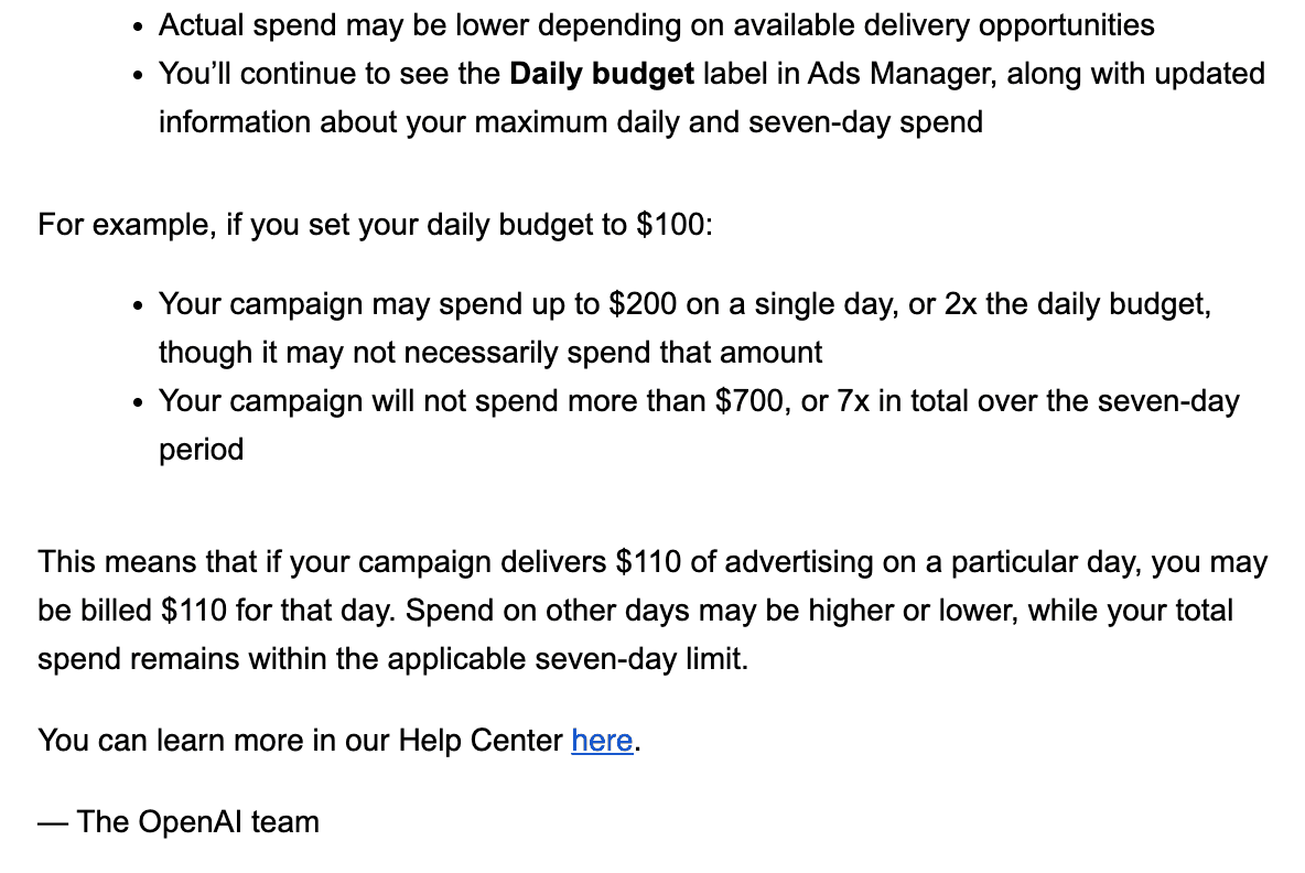 ChatGPT Ads daily budget