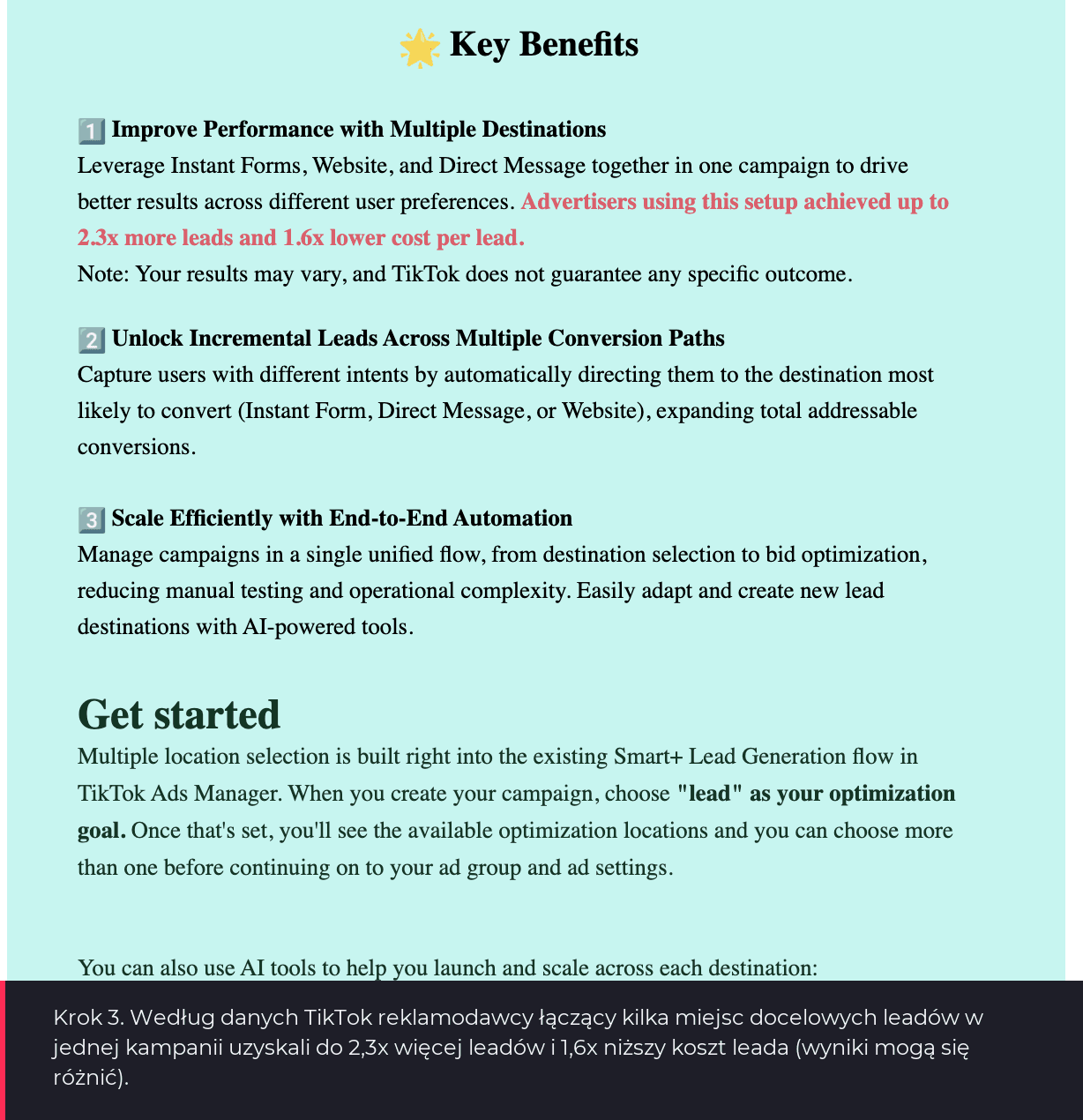 TikTok for Business: kluczowe korzyści Multiple Location Selection i jak zacząć z Smart+ Lead Generation